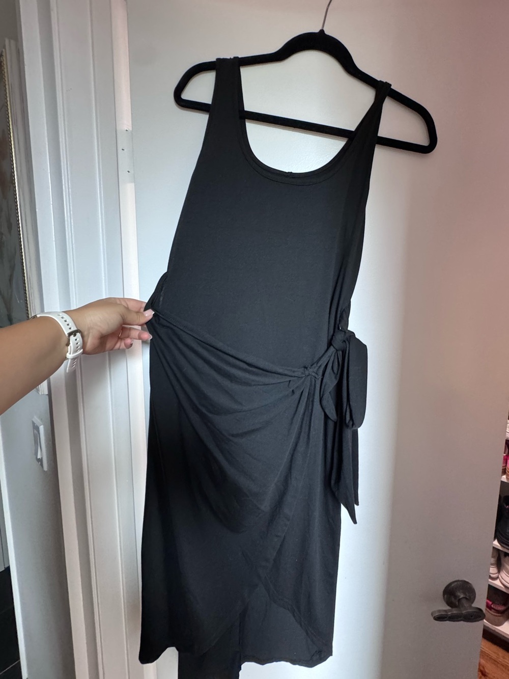 Black Tie-Waist Sleeveless Midi Dress - Classic Women's Dress